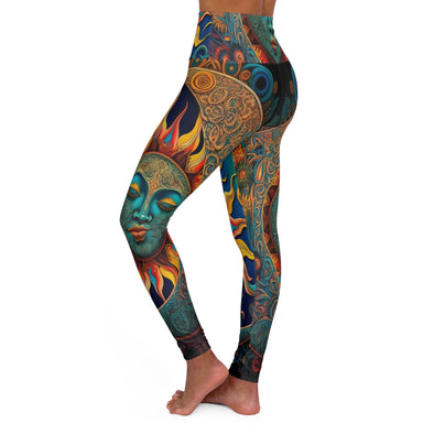 Psychedelic Sun and Moon High Waist Yoga Legging - Vibrant Serenity - Crystallized Collective