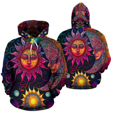 Psychedelic Sun and Moon Hoodie - Crystallized Collective