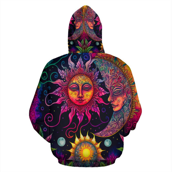Psychedelic Sun and Moon Hoodie - Crystallized Collective