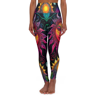 Psychedelic Sun and Moon: Ornate & Colorful High Waist Yoga Legging - Crystallized Collective