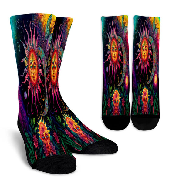 Psychedelic Sun and Moon Socks - Crystallized Collective