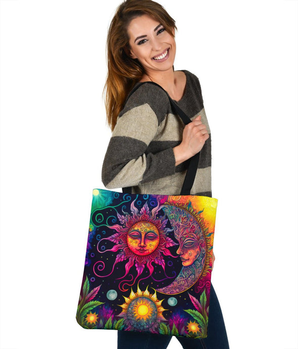 Psychedelic Sun and Moon Tote - Crystallized Collective