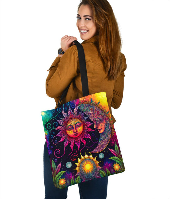 Psychedelic Sun and Moon Tote - Crystallized Collective