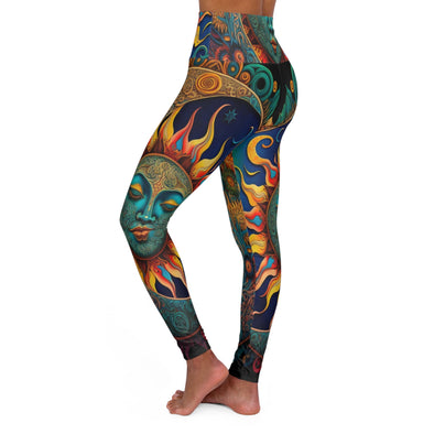 Psychedelic Sun and Moon Yoga Legging: Vibrant Serenity - Crystallized Collective