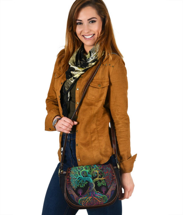 Psychedelic Tree of Life Canvas Saddle Bag - Crystallized Collective