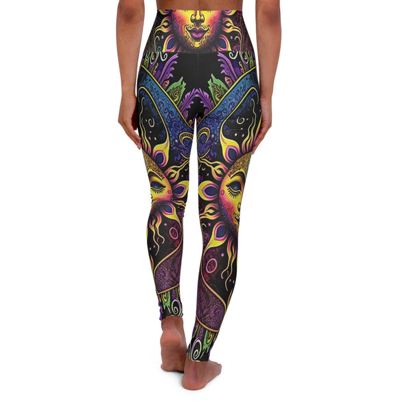 Psychedelic Vines Sun and Moon Mandala High Waist Yoga Legging - Crystallized Collective