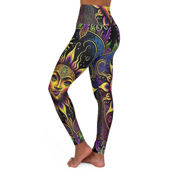 Psychedelic Vines Sun and Moon Mandala High Waist Yoga Legging - Crystallized Collective