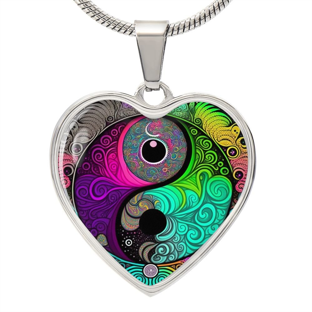 Psychedelic Yin Yang Heart Necklace - Crystallized Collective