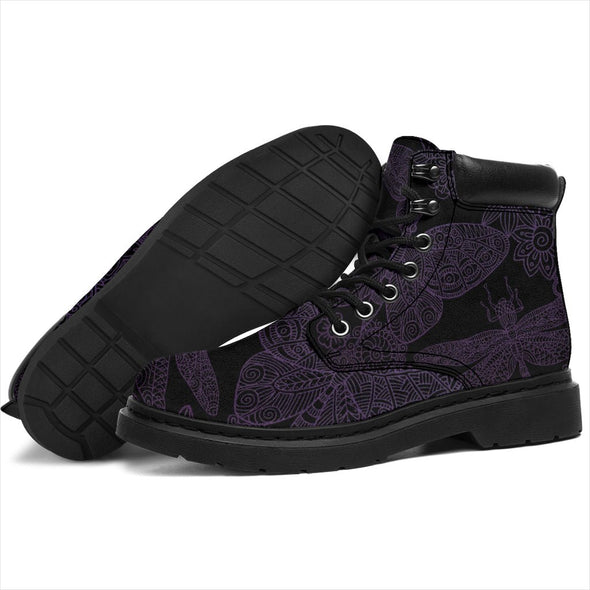 Purple Dragonfly Suede Boots - Crystallized Collective