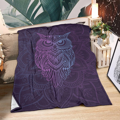 Purple Owl Mandala Premium Blanket - Crystallized Collective