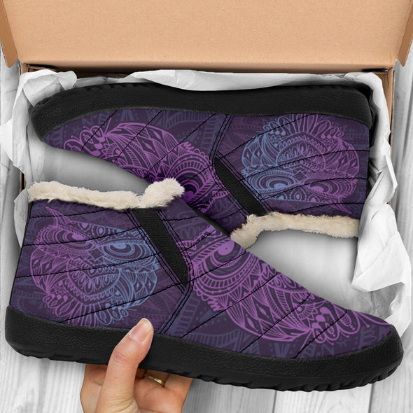 Purple Owl Mandala Winter Sneakers - Crystallized Collective