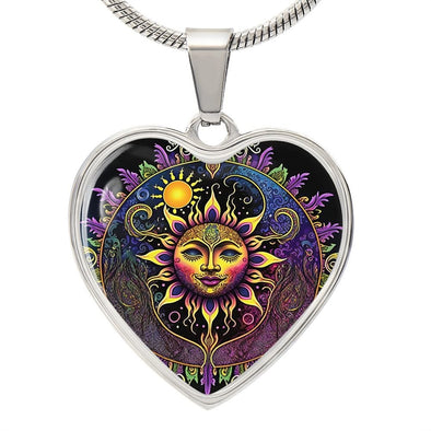 Purple Sun and Moon Mandala Necklace - Crystallized Collective