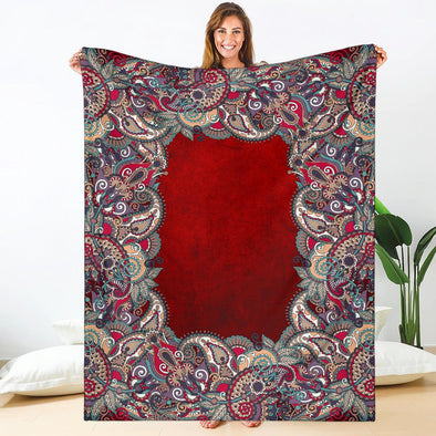Red Paisley Mandala Premium Blanket - Crystallized Collective