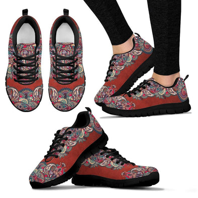 Red Paisley Mandala Sneakers - Crystallized Collective