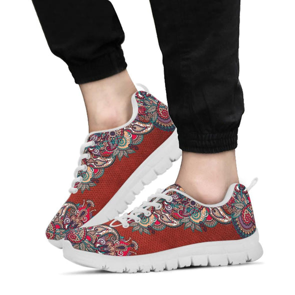 Red Paisley Mandala Sneakers - Crystallized Collective