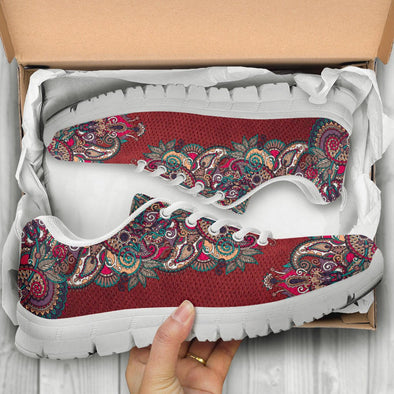 Red Paisley Mandala Sneakers - Crystallized Collective