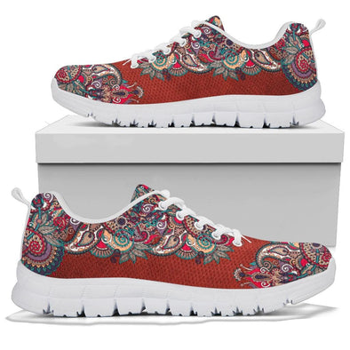 Red Paisley Mandala Sneakers - Crystallized Collective