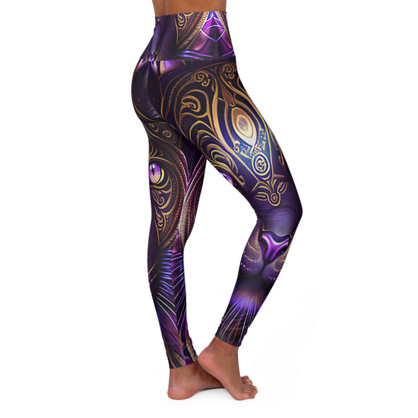 Roaring Beauty: Serene High Waist Yoga Legging with Ornate Lion Print - Crystallized Collective