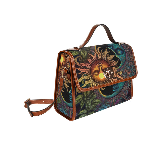 Rustic Sun and Moon Canvas Satchel Bag - Crystallized Collective