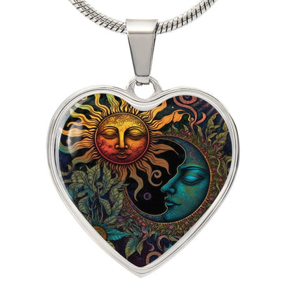 Rustic Sun and Moon Heart Necklace - Crystallized Collective