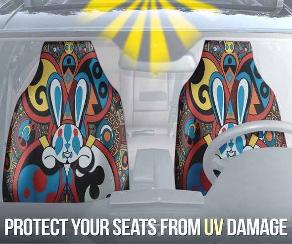 Silly Psychedelic Wabbit Hippie Seat Covers - Crystallized Collective