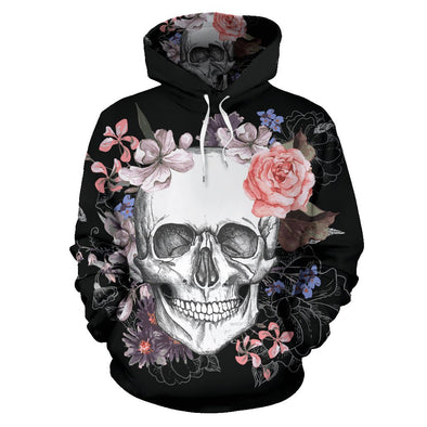 Skull Flowers Hoodie - Crystallized Collective