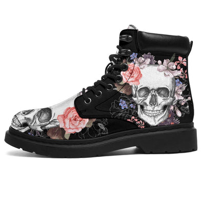 Skull Flowers Suede Boots - Crystallized Collective