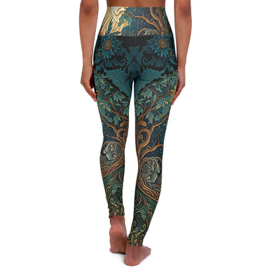 Sun and Moon: High Waist Yoga Legging with Jungle Vines - Crystallized Collective
