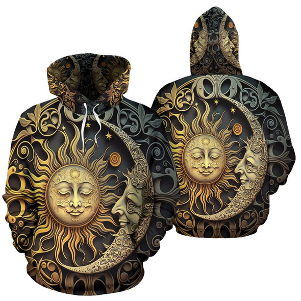 Sun and Moon Motif Hoodie - Crystallized Collective