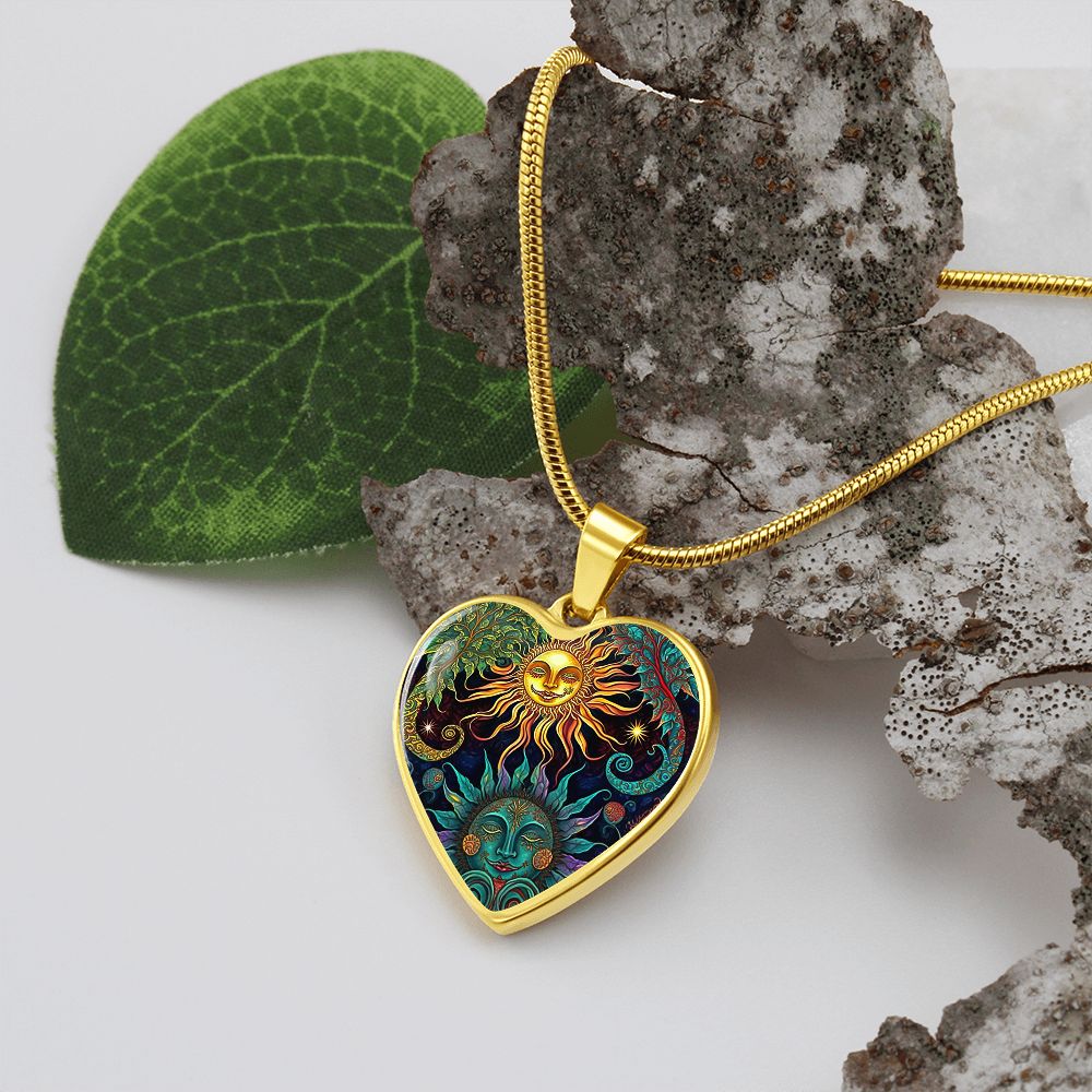 Sun and Moon Vines Heart Necklace - Crystallized Collective