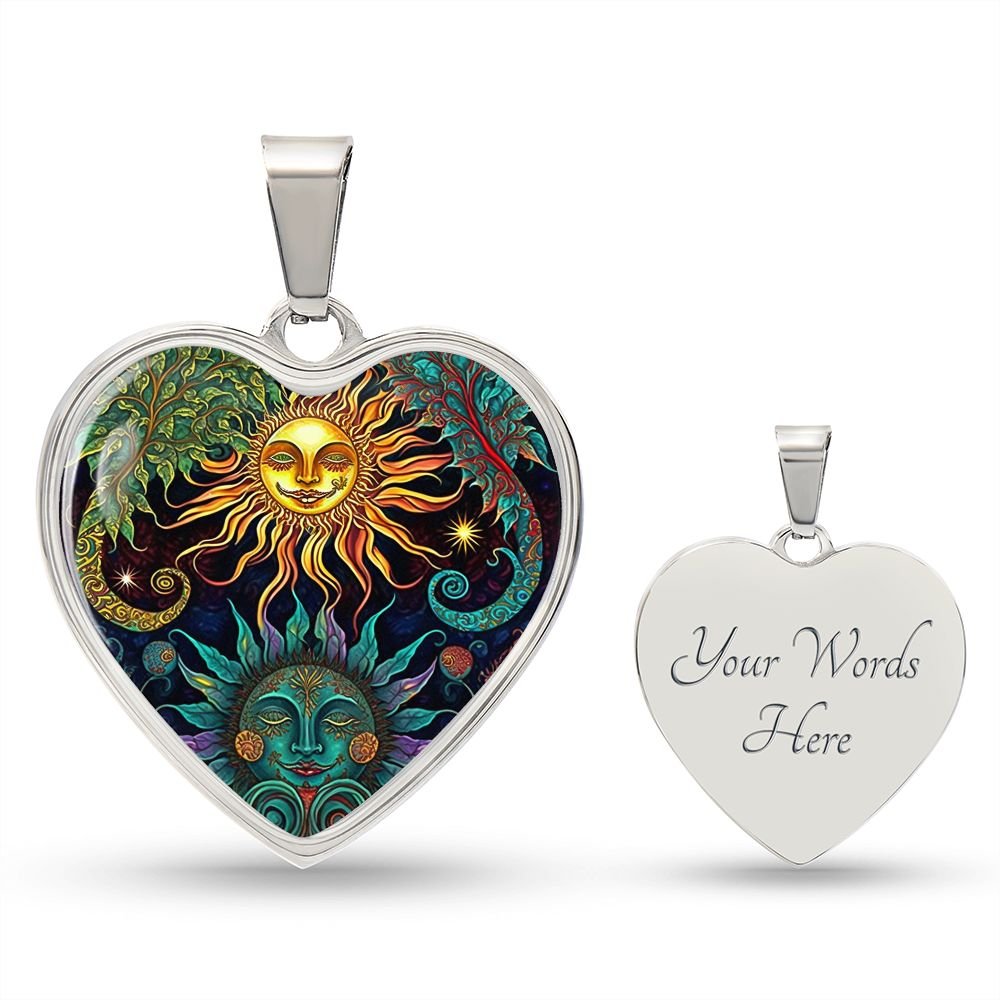 Sun and Moon Vines Heart Necklace - Crystallized Collective