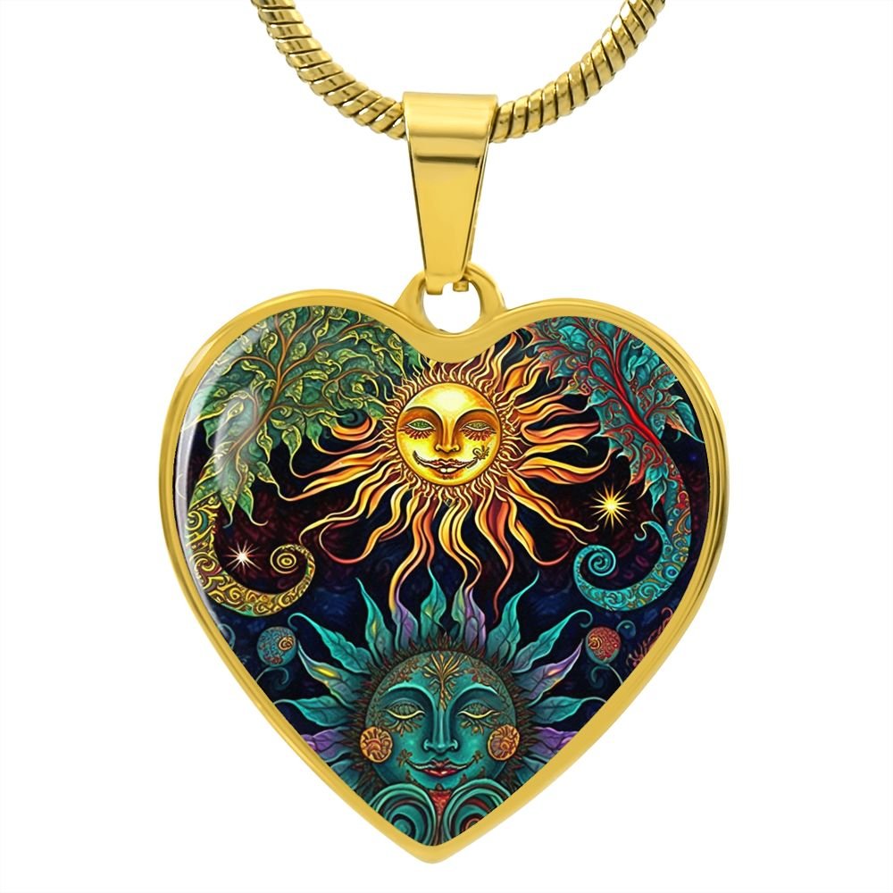Sun and Moon Vines Heart Necklace - Crystallized Collective