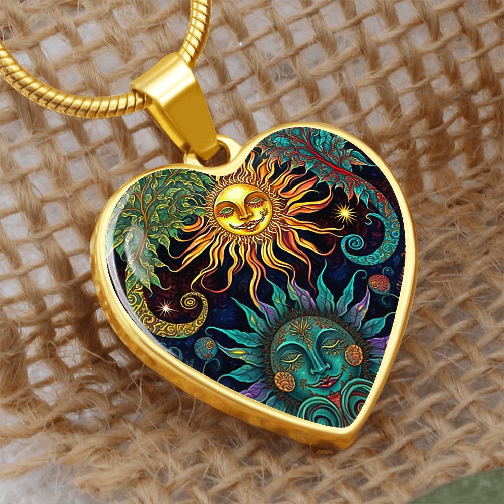 Sun and Moon Vines Heart Necklace - Crystallized Collective