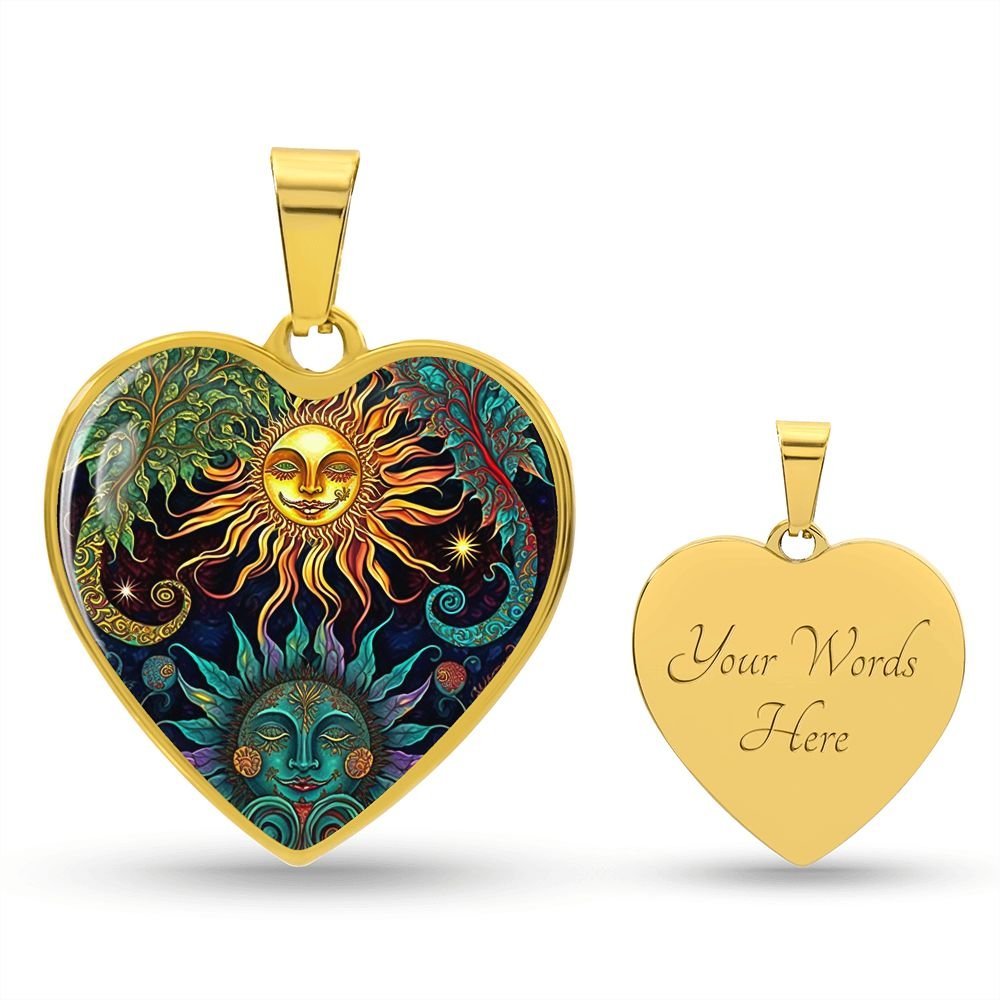 Sun and Moon Vines Heart Necklace - Crystallized Collective