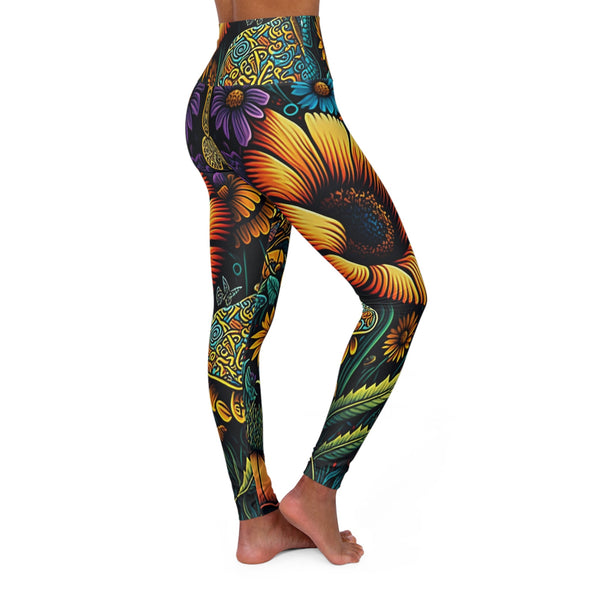 Sunflower Dreams: Enchanting High-Waist Yoga Leggings - Crystallized Collective