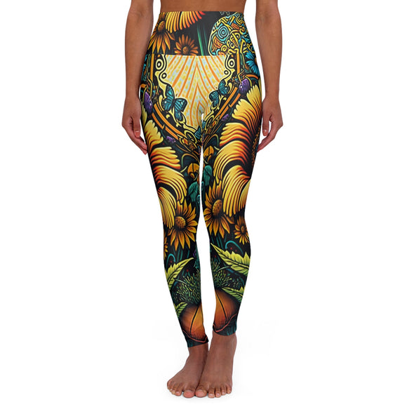 Sunflower Dreams: Enchanting High-Waist Yoga Leggings - Crystallized Collective