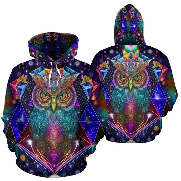 Transdimensional Psychedelic Owl Hoodie - Crystallized Collective
