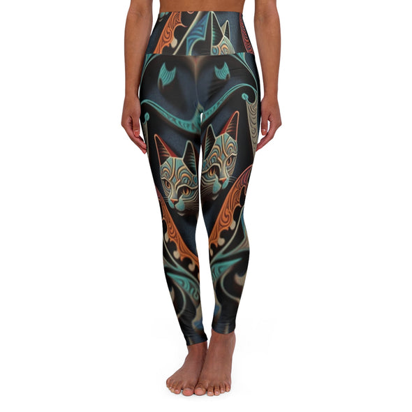 Vibrant Cats Kaleidoscope High Waist Yoga Leggings - Crystallized Collective