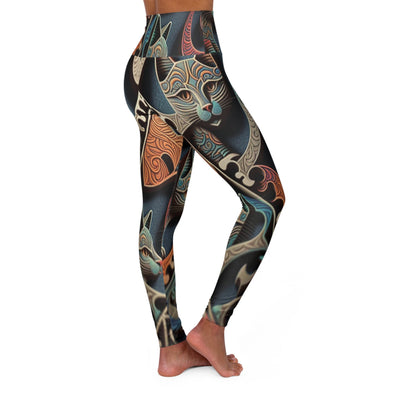 Vibrant Cats Kaleidoscope High Waist Yoga Leggings - Crystallized Collective