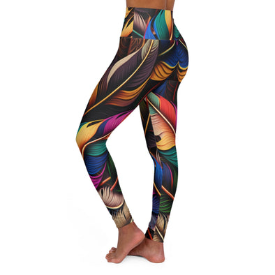 Vibrant Feathered Bliss: Hyper-Detailed High Waist Yoga Legging - Crystallized Collective