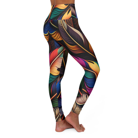 Vibrant Feathered Bliss: Hyper-Detailed High Waist Yoga Legging - Crystallized Collective