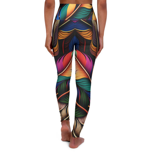 Vibrant Feathered Bliss: Hyper-Detailed High Waist Yoga Legging - Crystallized Collective