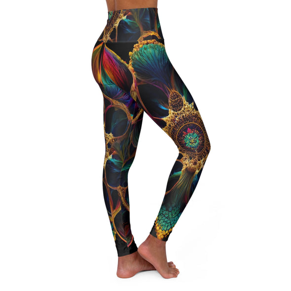 Vibrant Psychedelic Blossom Yoga Legging - Kaleidoscope Bliss - Crystallized Collective