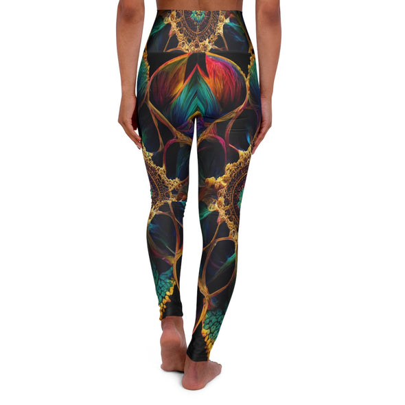 Vibrant Psychedelic Blossom Yoga Legging - Kaleidoscope Bliss - Crystallized Collective