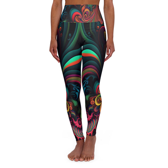 Vibrant Psychedelic Kaleidoscope High Waist Yoga Legging - Crystallized Collective
