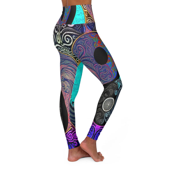 Vibrant Psychedelic Yin Yang Boho Leggings - Serene Bliss - Crystallized Collective