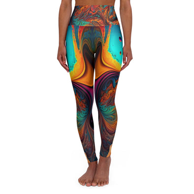 Vibrant Serenity: Liquid Art High-Waist Yoga Legging with a Psychedelic Twist - Crystallized Collective