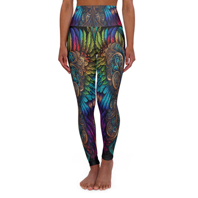 Vibrant Serenity: Psychedelic Angel Wings Yoga Legging - Crystallized Collective