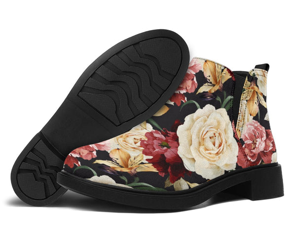 Vintage Flowers Cottagecore Ankle Boots - Crystallized Collective