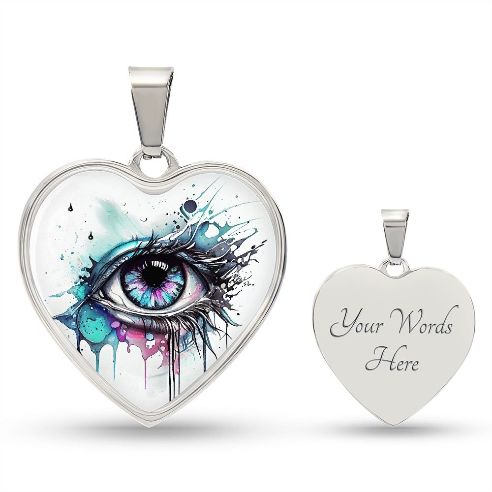 Watercolor Eye Heart Necklace - Crystallized Collective